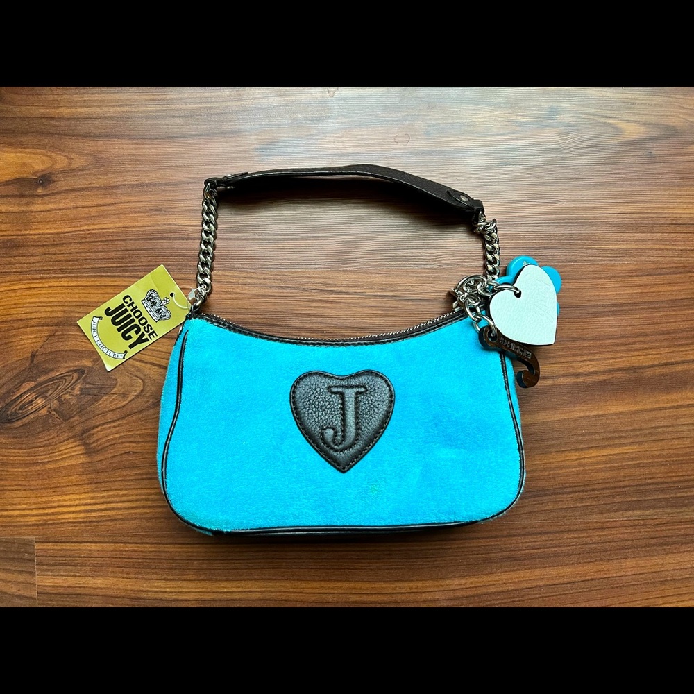 NWT Juicy Couture Small Mini Bag Blue Purse with Charms